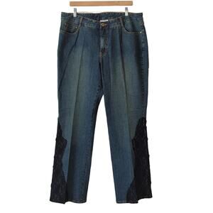 Pamela McCoy Womens Jeans Plus Size 20 Western Cowgirl Lace Embellished Bootcut
